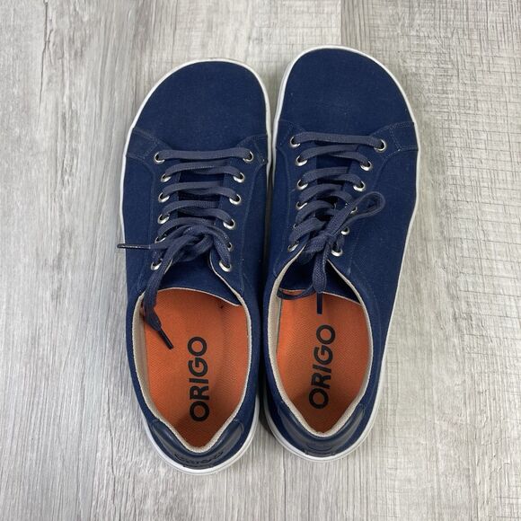 Origo Barefoot Everyday Gen 3 Mens 12 Canvas Cotton Shoes Navy Blue EUC Vivio S - Picture 6 of 10